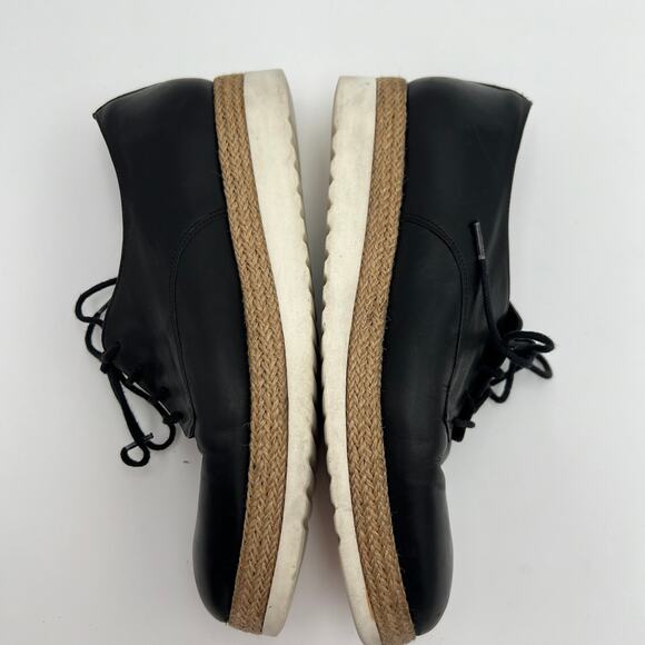 Minelli Lace Up Espidrille Sneaker Oxford EU 39 US 8.5 Black Leather Derby Shoes - Picture 4 of 8